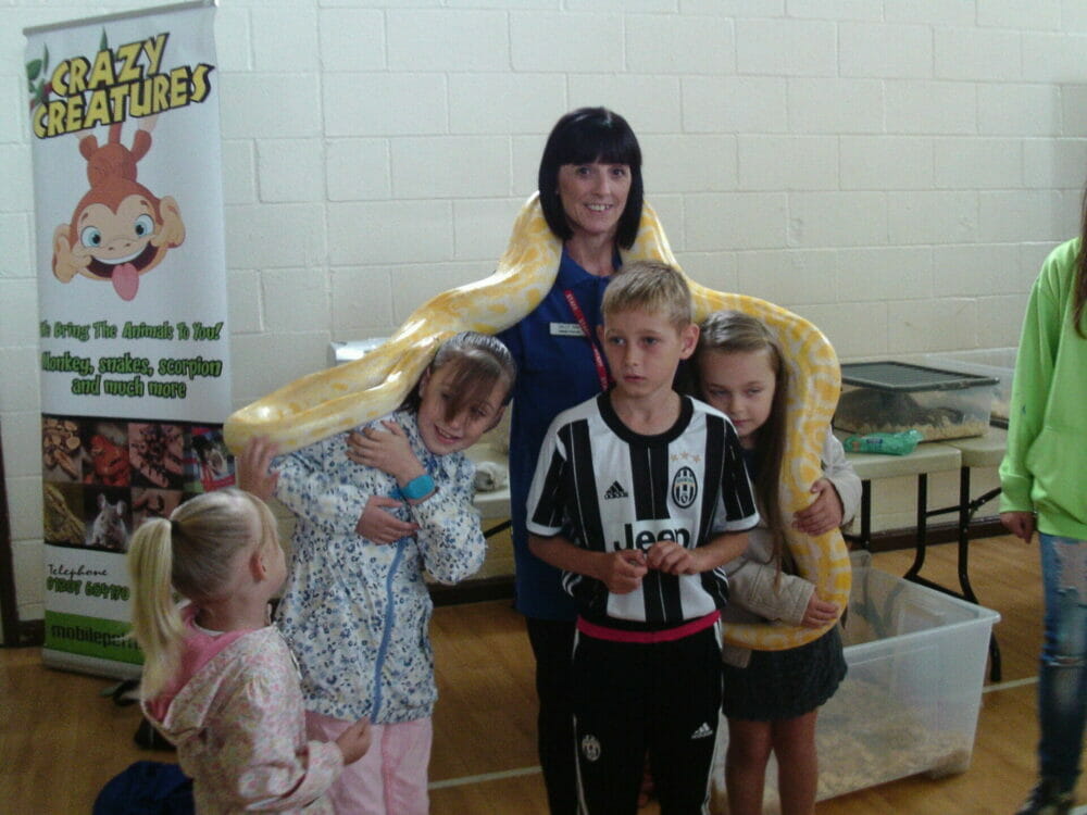 sally anne & snake at the jubilee fields community centre shildon